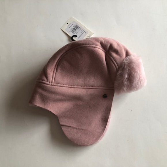 UGG KIDS LEATHER & REAL SHEARLING TRAPPER HAT AND MITTENS SET. SHEEPSKIN - Picture 8 of 16